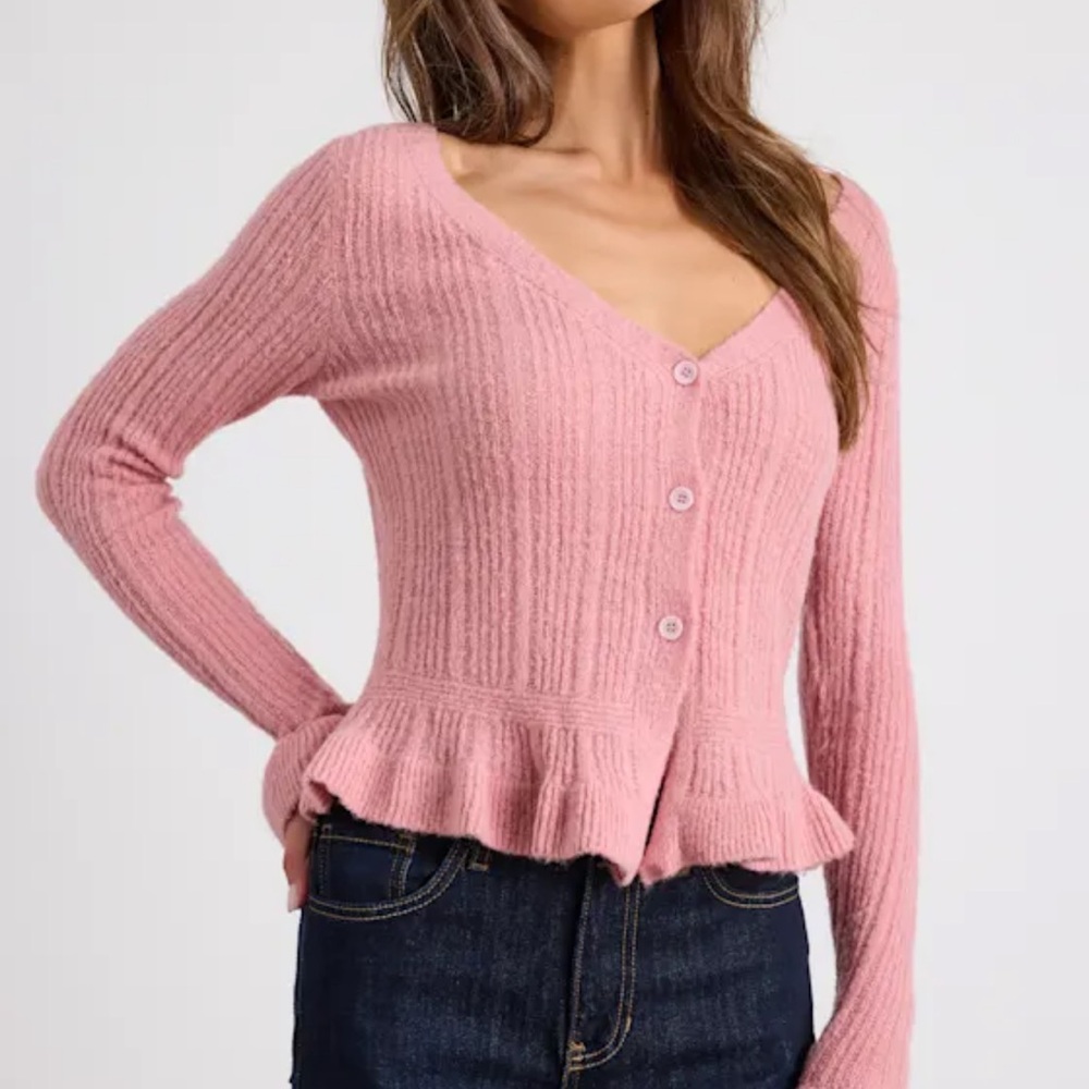 Lulus Pink Ribbed Women's Sweater Large NWT - Picture 3 of 7